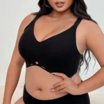 Plus Size Wireless Black Bra – Full Coverage Supportive Minimizer Bralette