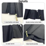 13-Bone Latex Waist Trainer Corset – Zipper & 3-Hook Tummy Control Shapewear Belt - Image 7