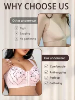 Plus Size Floral Embroidered Wireless Bra – Front Closure with Lift Support - Image 5