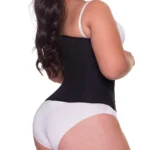 Women’s Zip-Up Latex Body Shaper Camisole – Waist & Abdominal Sculpting Tank (Black/Khaki) - Image 3