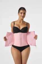 Women’s Zip-Up Latex Body Shaper Camisole – Waist & Abdominal Sculpting Tank (Black/Khaki) - Image 5