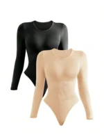 BWQ 2-Pack Slimming Bodysuits – Seamless Long-Sleeve Tummy Control & Butt Lifter Shapewear Set - Image 5
