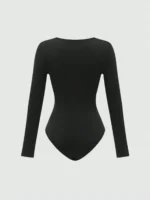 BWQ Summer & Fall Square Collar Bodysuit – Long Sleeve Tight Fit for Inner or Outer Wear, 3 Colors - Image 5