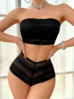 Strapless Lace Bralette & Panty Set – Wireless Seamless Lingerie (S–XL)